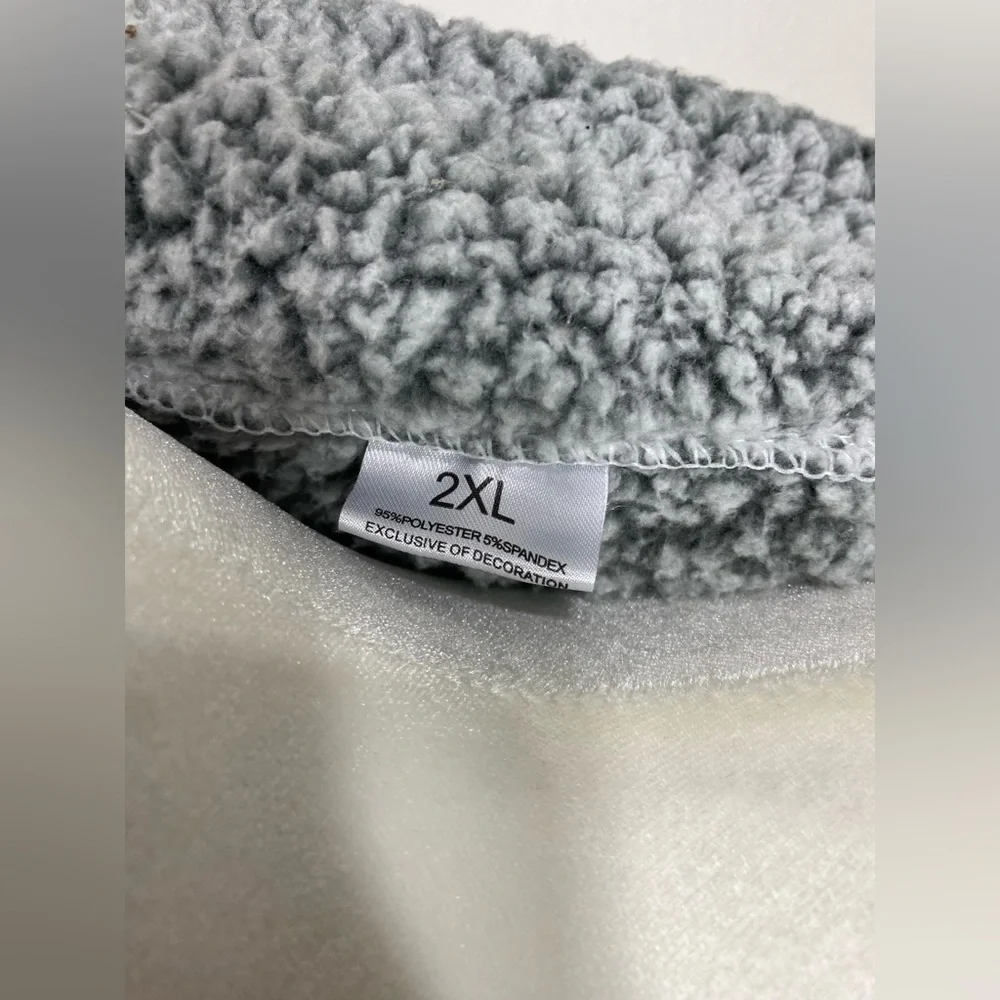 XX-Large Women’s Gray Black Thin Zip-Up Sherpa Vest w/ Two Front Pockets - Picture 6 of 6